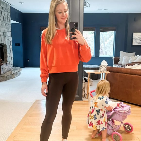 Lululemon Softstreme Perfectly Oversized Cropped Crew Solar Orange - Picture 2 of 2